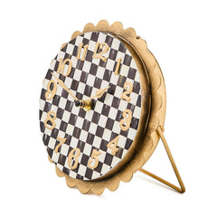 Rosy Check Scalloped Desk Clock
