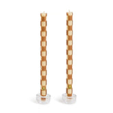 Mocha Check Dinner Candles, Set of 2
