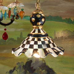 Mocha Check Medium Ceramic Pendant Lamp
