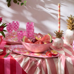 Pink Marble Check Melamine Serving Bowl