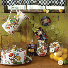 Cookie Jar with Rosy English Garden Lid
