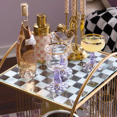 Violet Check Wine Glass