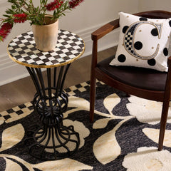 Mocha Check Pedestal Accent Table