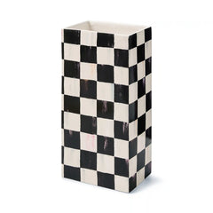 Violet Check Pillar Vase