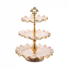 Sterling Check Ceramic Three Tier Sweet Stand