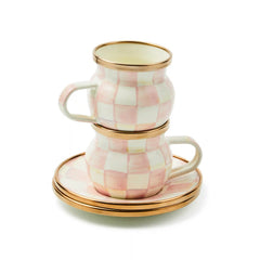 Emerald Check Espresso Cup & Saucer Set