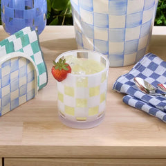 White Check Acrylic Tumblers, Set of 4