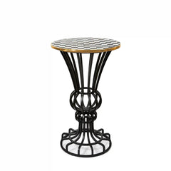 Rosy Check Pedestal Accent Table
