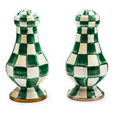 Violet Check Large Salt & Pepper Shakers