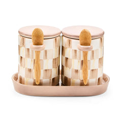 Rosy Check Farmhouse Canisters, Set of 2