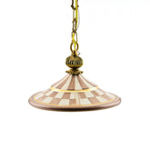 Mocha Check Flared Ceramic Pendant Lamp