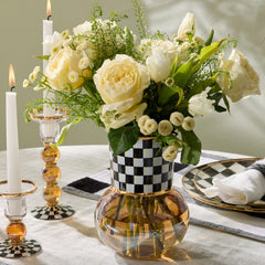 Sterling Check Glass Vase