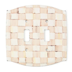 Mocha Check Double Toggle Switch Plate