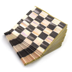 Sterling Check Cocktail Paper Napkins