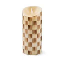 Emerald Check Flameless 5" Pillar Candle
