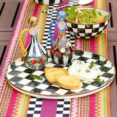 Violet Check Round Tray