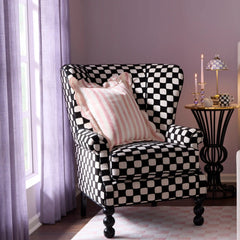 Mocha Check Reversible Scalloped Lumbar Throw Pillow