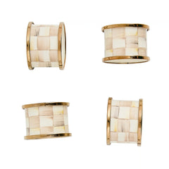 Emerald Check Napkin Rings, Set of 4