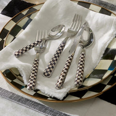 Sterling Check Bistro Flatware 5 Piece Place Setting