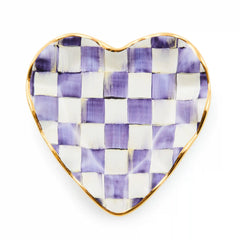Mocha Check Ceramic Heart Plate
