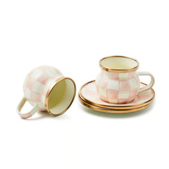 Emerald Check Espresso Cup & Saucer Set