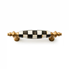 Mocha Check Brass Drawer Pull