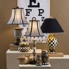 Mocha Check Ceramic Globe Lamp