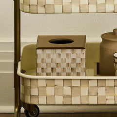 Mocha Check Glass Boutique Tissue Box Cover