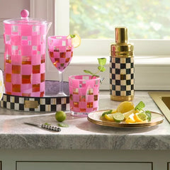 Pink Check Acrylic Tumblers, Set of 4