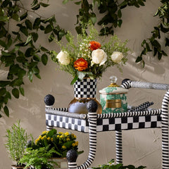 Sterling Check Glass Vase