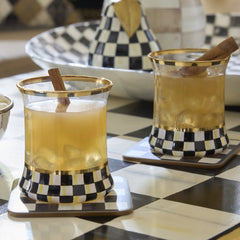 Sterling Check Cork Back Coasters, Set of 4