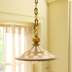 Courtly Check Flared Ceramic Pendant Lamp