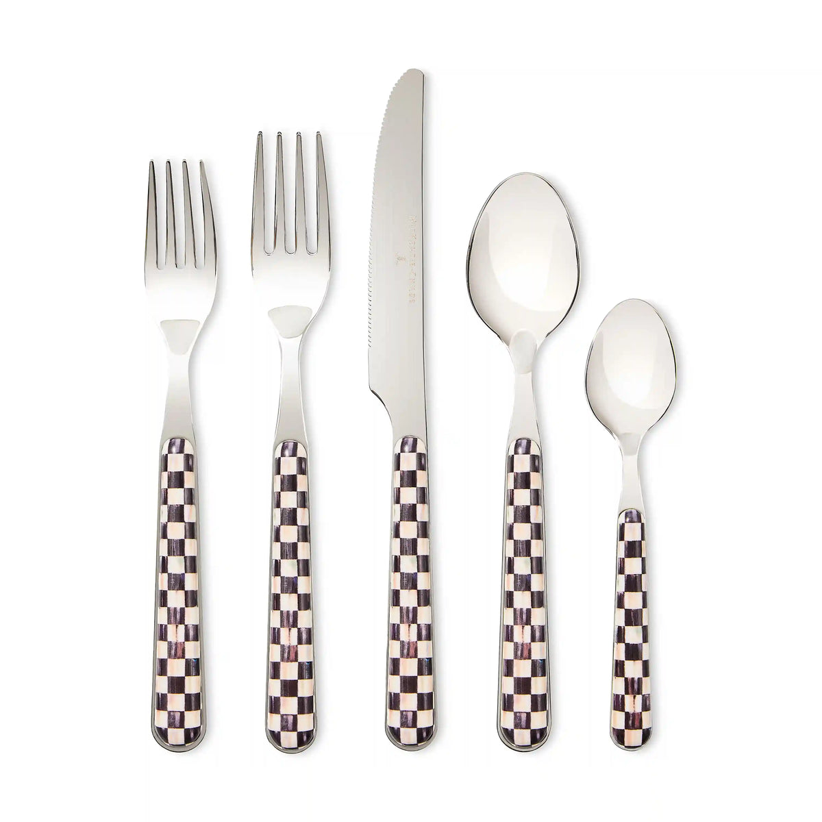 Sterling Check Bistro Flatware 5 Piece Place Setting
