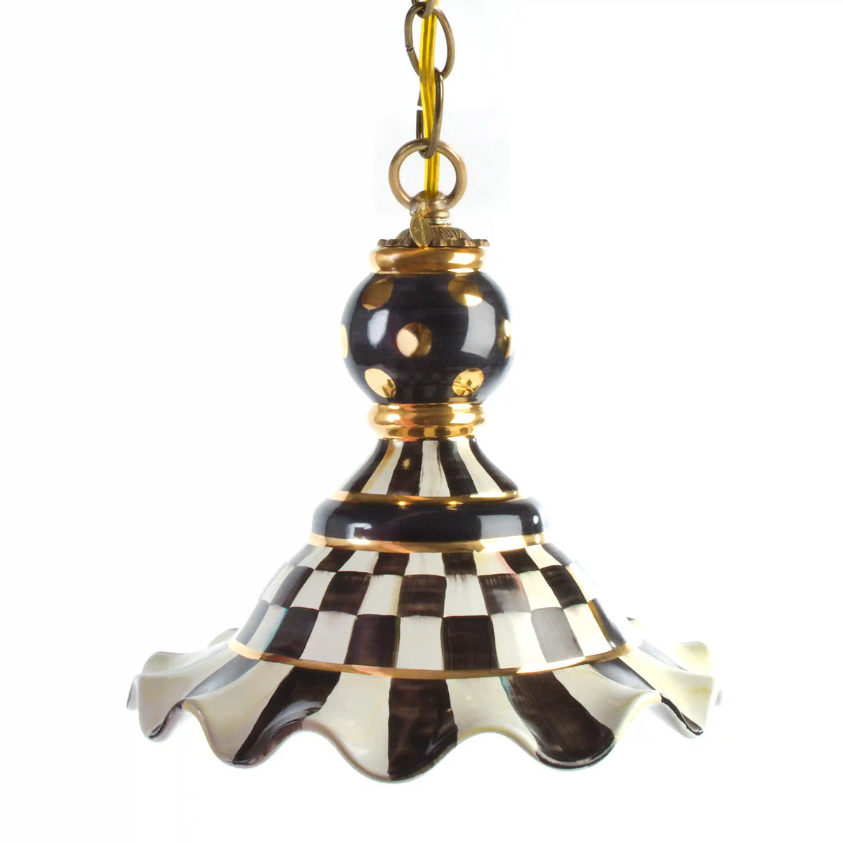 Mocha Check Medium Ceramic Pendant Lamp