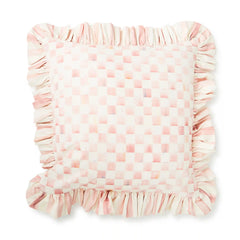 Rosy Check Ruffle Throw Pillow