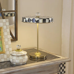 Sterling Check LED Rechargeable Disk Table Lamp
