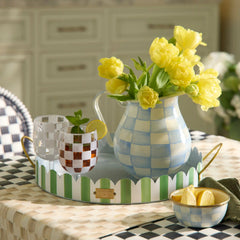 Grass Green Stripe Serving Trays, Set of 2