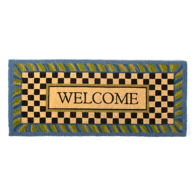 Welcome Periwinkle Double Door Entrance Mat