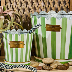 Rosy Stripe Pots & Saucers, Set of 3