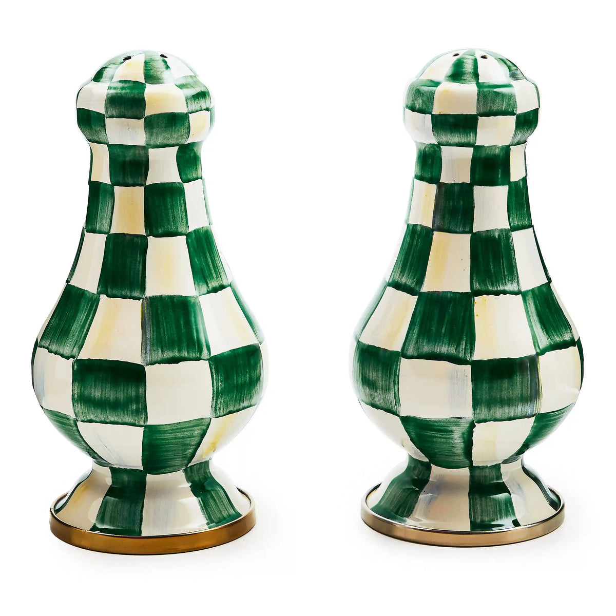 Emerald Check Salt & Pepper Shakers
