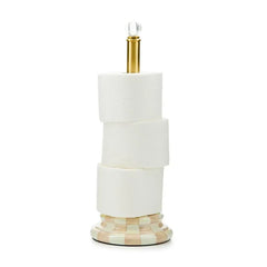 Mocha Check Toilet Tissue Storage