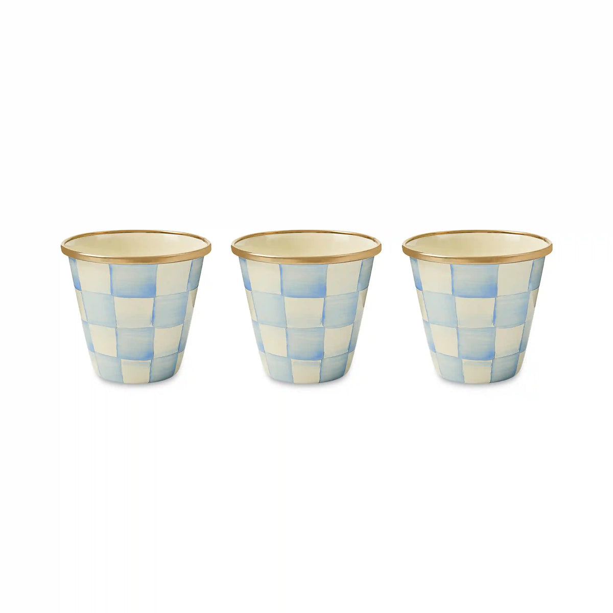 Violet Check Herb Pots, Set of 3