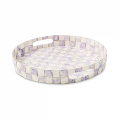 Courtly Check Capiz Round Tray