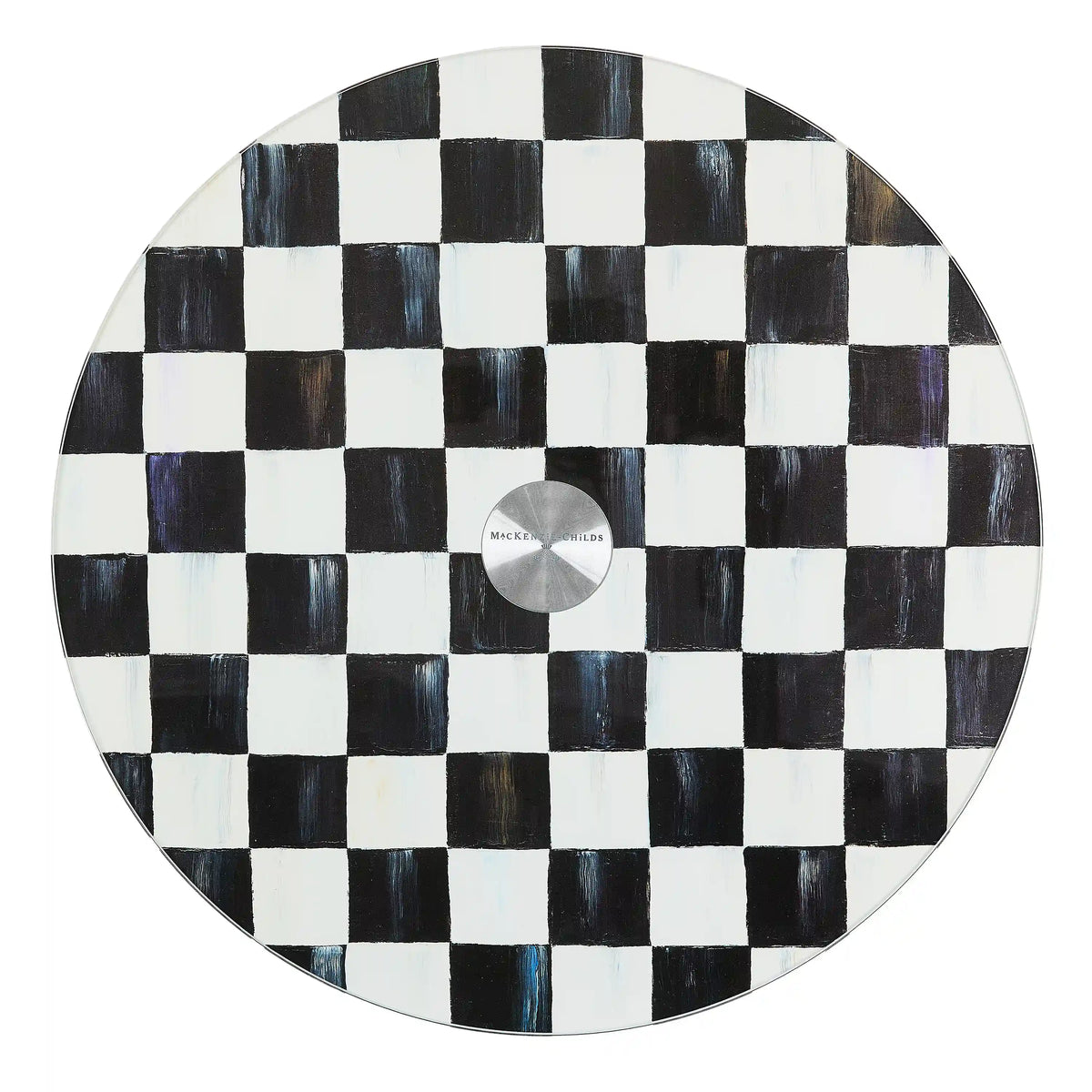 Mocha Check Glass Lazy Susan