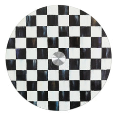 Mocha Check Glass Lazy Susan