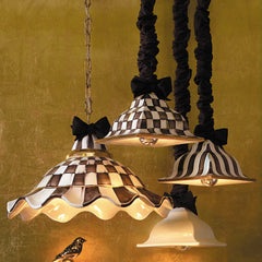 Courtly Check Ceramic Fluted Hanging Lamp