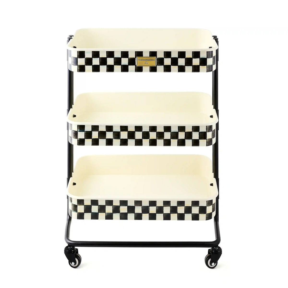 Mocha Check 3-Tier Kitchen Cart