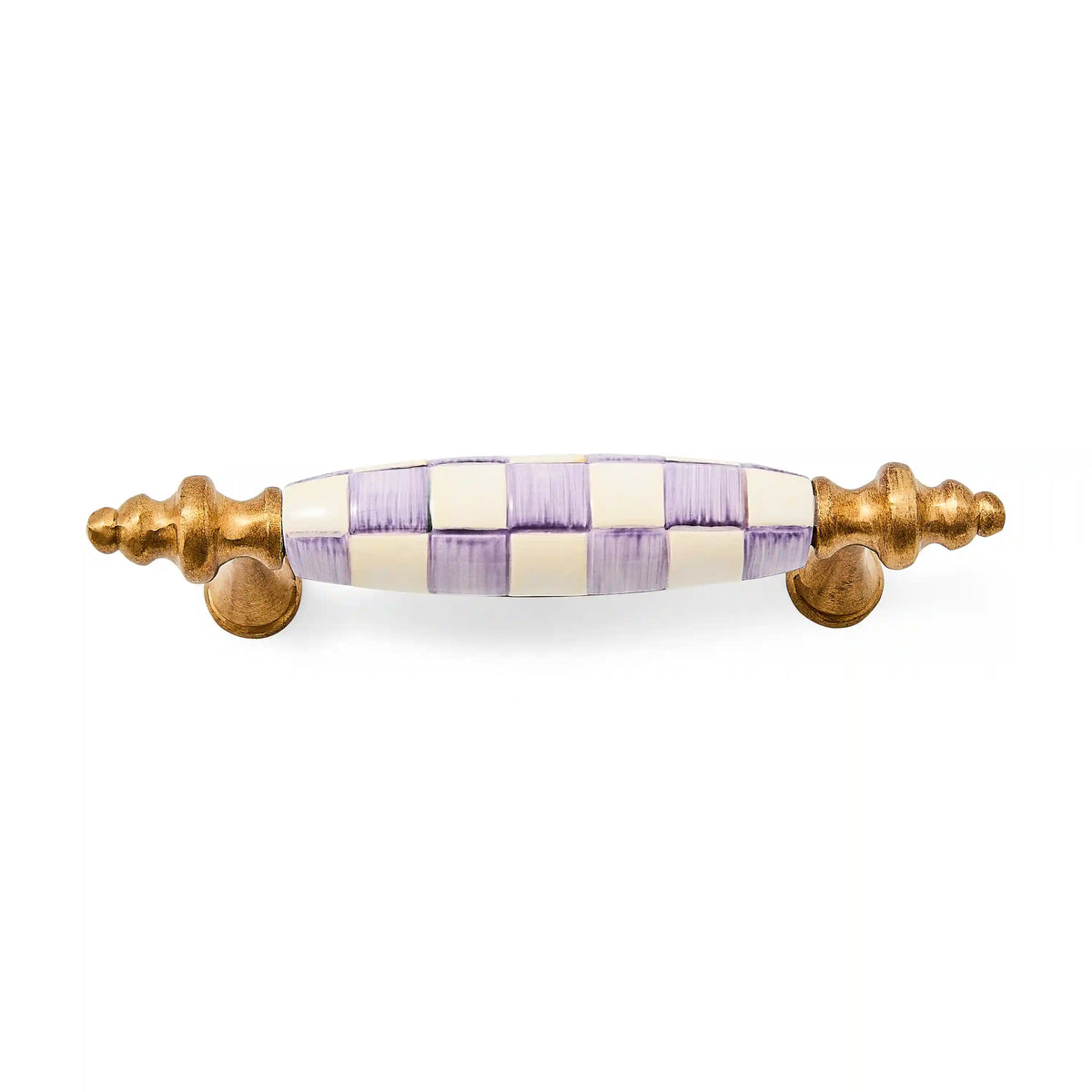 Violet Check Brass Drawer Pull