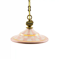Mocha Check Flared Ceramic Pendant Lamp