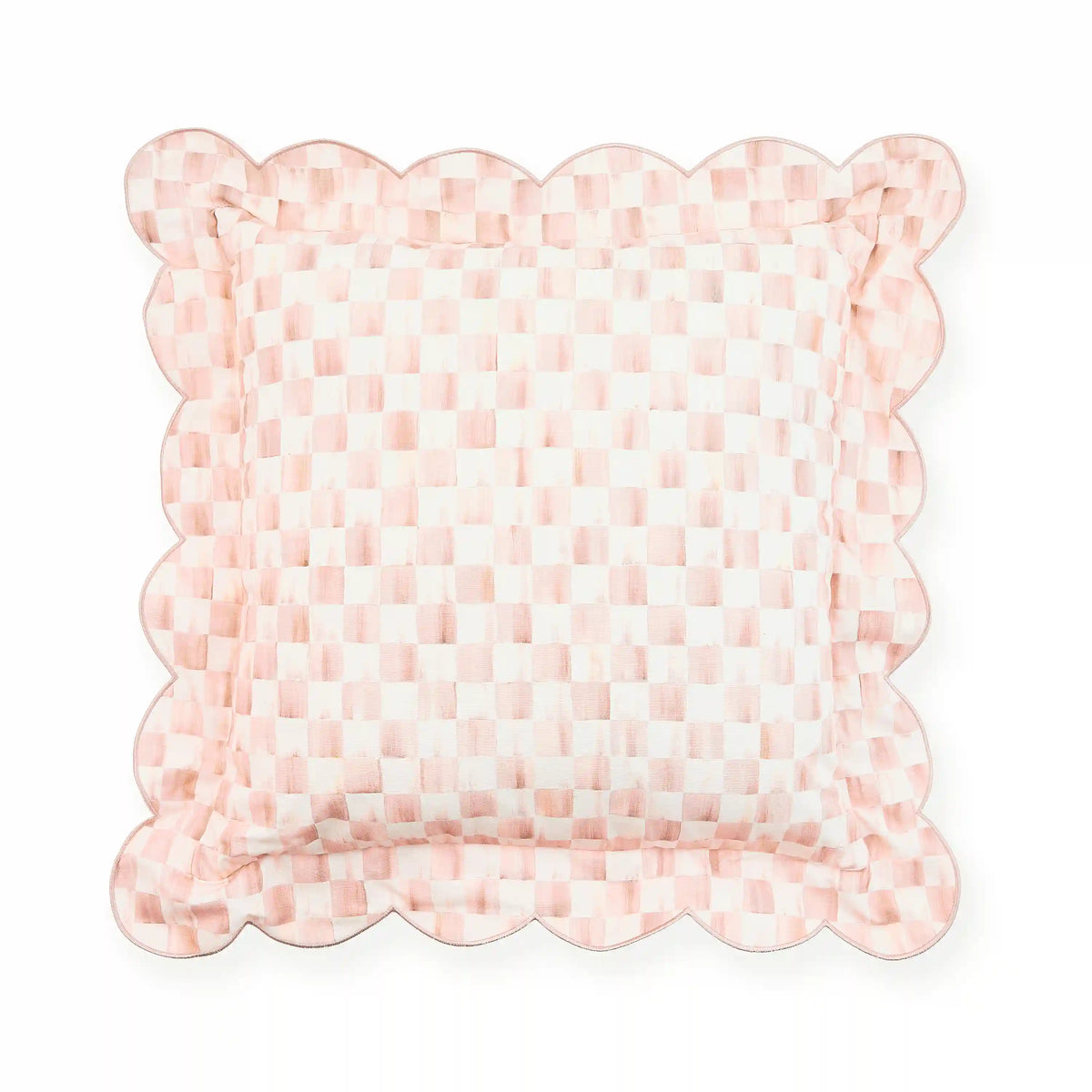 Mocha Check Reversible Scalloped Throw Pillow